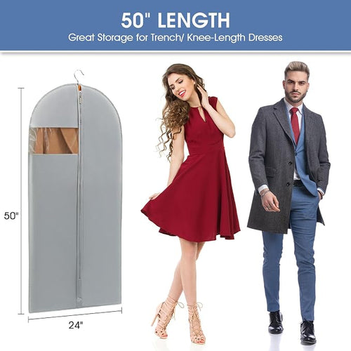 50" Garment Bags for Hanging Clothes, Suit Bags for Closet Storage and Travel - Image 2