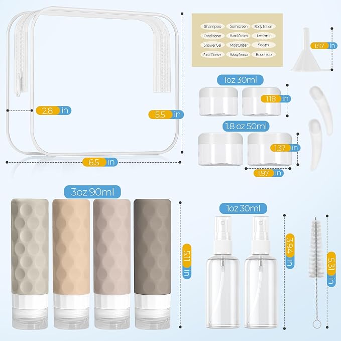 16pack Travel Bottles for Toiletries, TSA Approved Travel Size Containers Set - Image 2