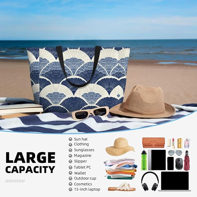 Beach Bag for Women Beach Tote Bag Waterproof Sandproof Large Bags - Image 5
