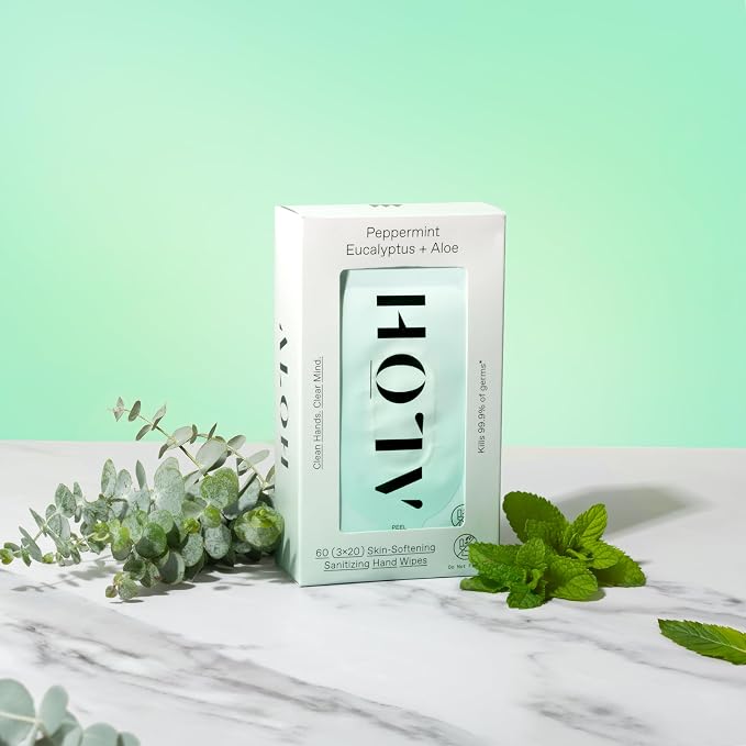ALŌH Peppermint Eucalyptus + Aloe Sanitizing Hand Wipes - Image 5