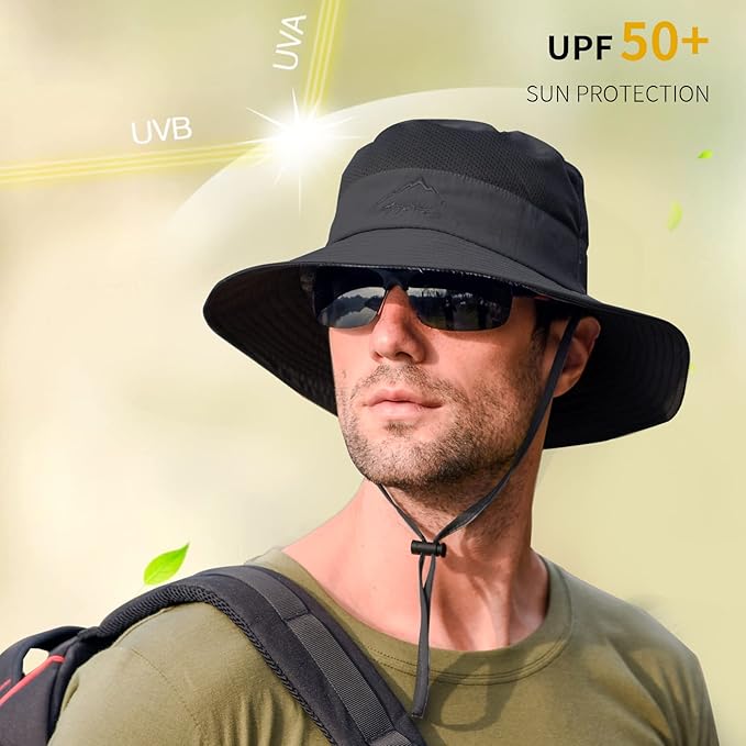 Sun Hats for Men Women Fishing Hat UPF 50+ Breathable Wide Brim Summer UV - Image 6