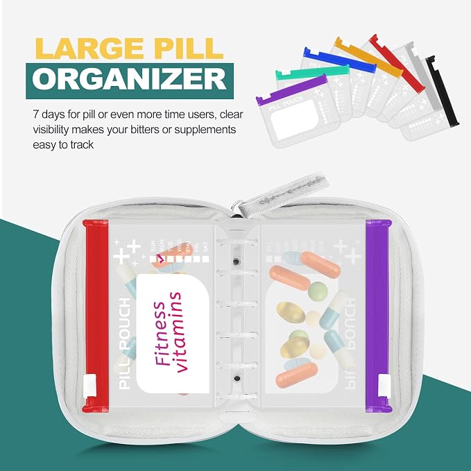 A7-L Water-Proof Pill Pouch Set， Large Pill Organizer, BPA Free, A7-L Pill - Image 5