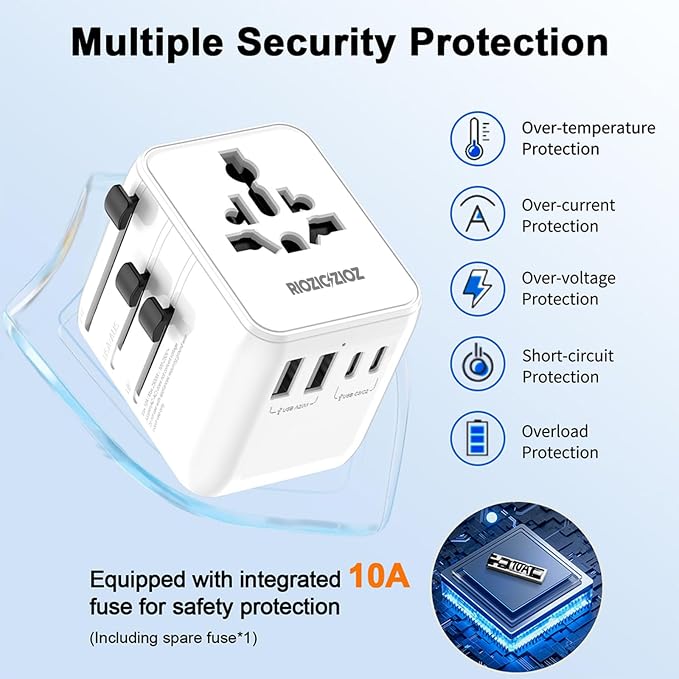 Universal Travel Adapter, RIOZIOZIOZ GaN III Worldwide Portable Adaptor - Image 5