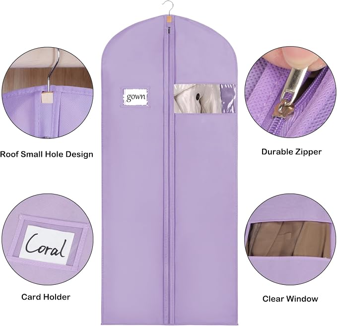 Syeeiex 60'' Garment Bags for Hanging Clothes, Garment Bags for Closet Storage - Image 5