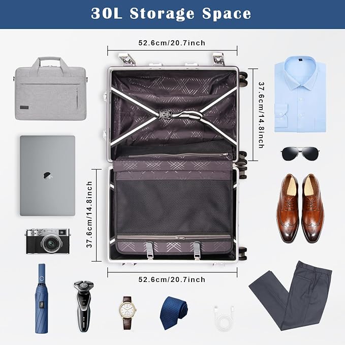 DOMINOX All Aluminum Carry On Luggage Hard Shell Luggage Aluminum Suitcase - Image 3