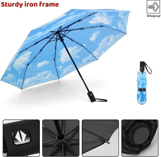 SY COMPACT Umbrella Automatic Travel Waterproof Light Folding Umbrellas Easy - Image 5