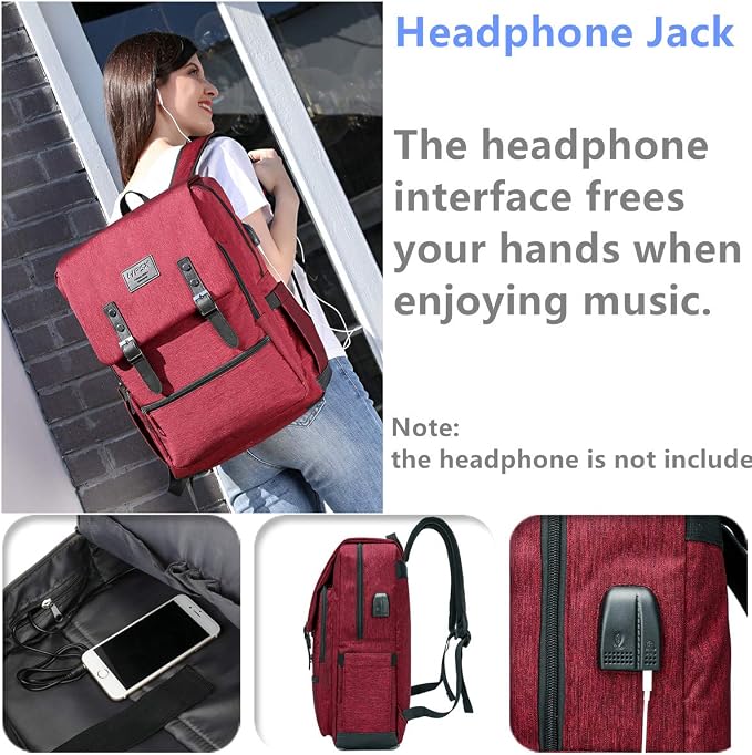 HFSX Vintage Backpack Anti Theft Laptop Backpack Men Women Business Travel - Image 3
