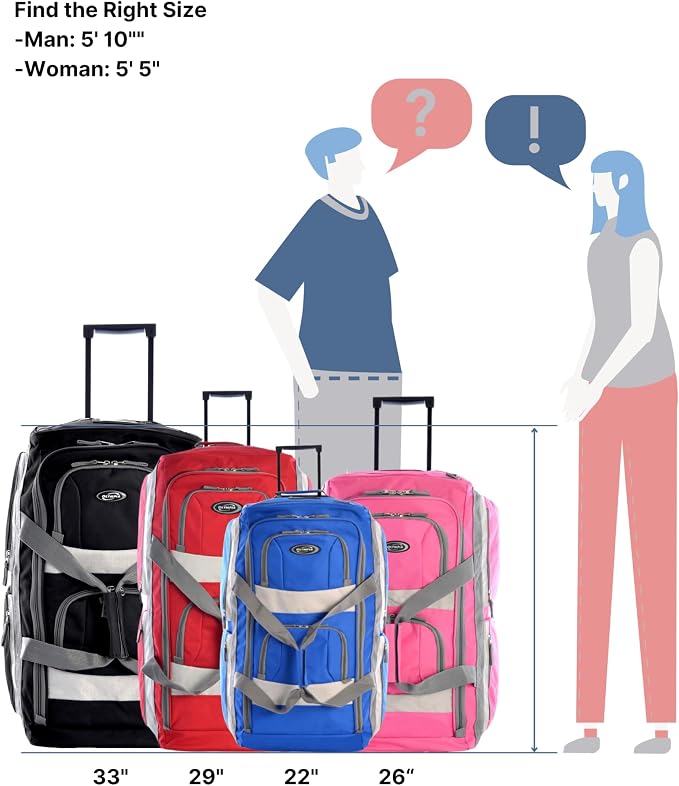 Olympia U.S.A. 29 inch Jumbo Size 8 Pockets Wheeled Rolling Duffel Bag Water - Image 9