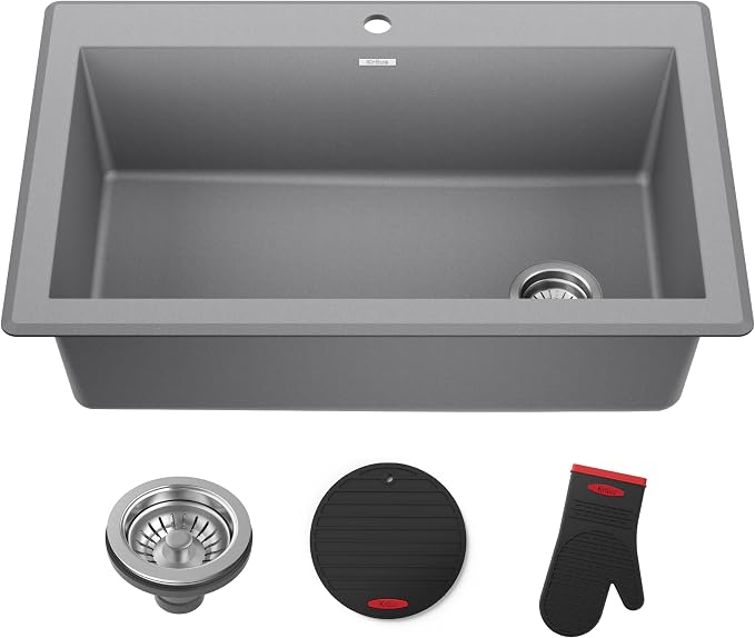 KRAUS Forteza 33-inch Drop In/Undermount Single Bowl Granite Kitchen Sink in by KRAUS