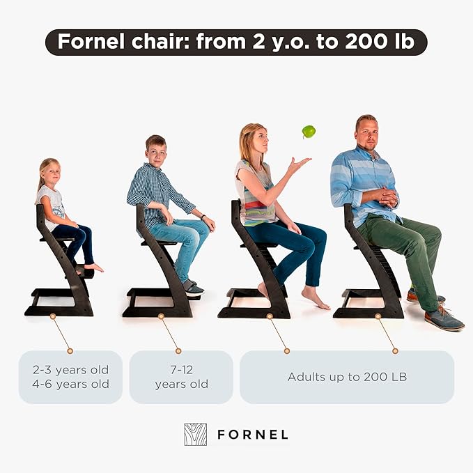 FORNEL Modern Black Wooden High Chair | The Adjustable Grow-with-Me Chair - Image 4