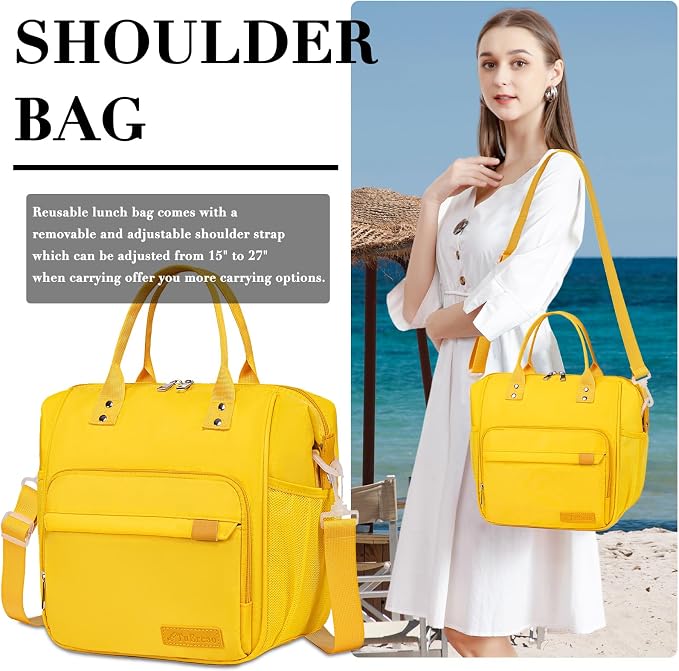 TuErCao Yellow Lunch Box for Women Insulated Lunch Bag for Young Ladies Lunch - Image 9