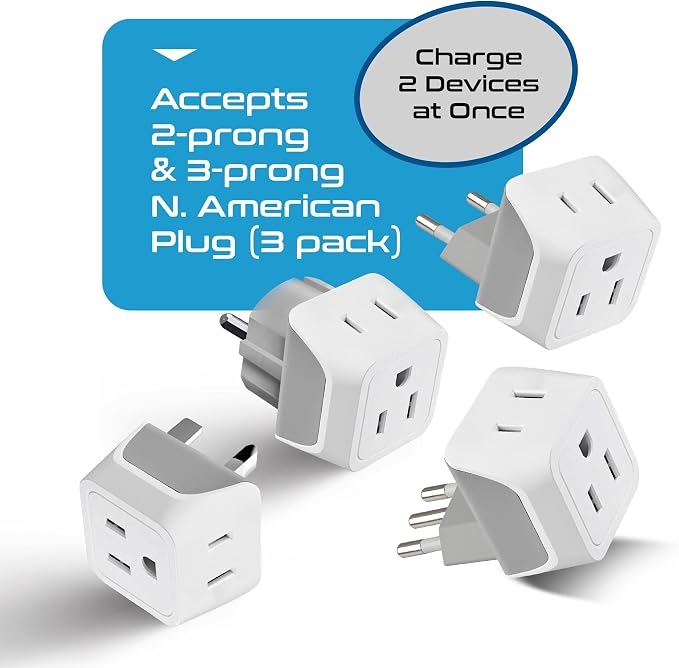 Ceptics European Plug Adapter 4 Pack Set, USA to Europe, France - Image 8