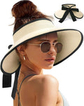 Camptrace Sun Visors for Women Wide Brim Beach Hat Foldable Straw Visor Hat by Camptrace