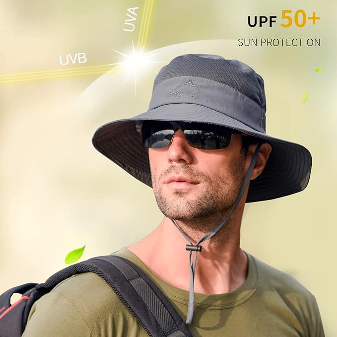 Sun Hats for Men Women Fishing Hat UPF 50+ Breathable Wide Brim Summer UV - Image 6