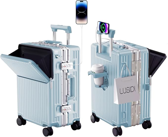 Hard Shell Luggage 20 Inch Travel Luggage, PC+ABS Aluminum Frame, Lightweight by cycyCarry