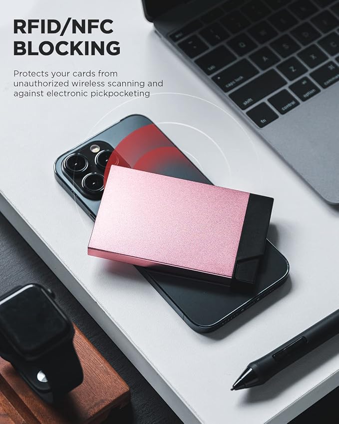 VULKIT Pop up Card Holder Minimalist Credit Card Holder RFID Blocking Slim - Image 4