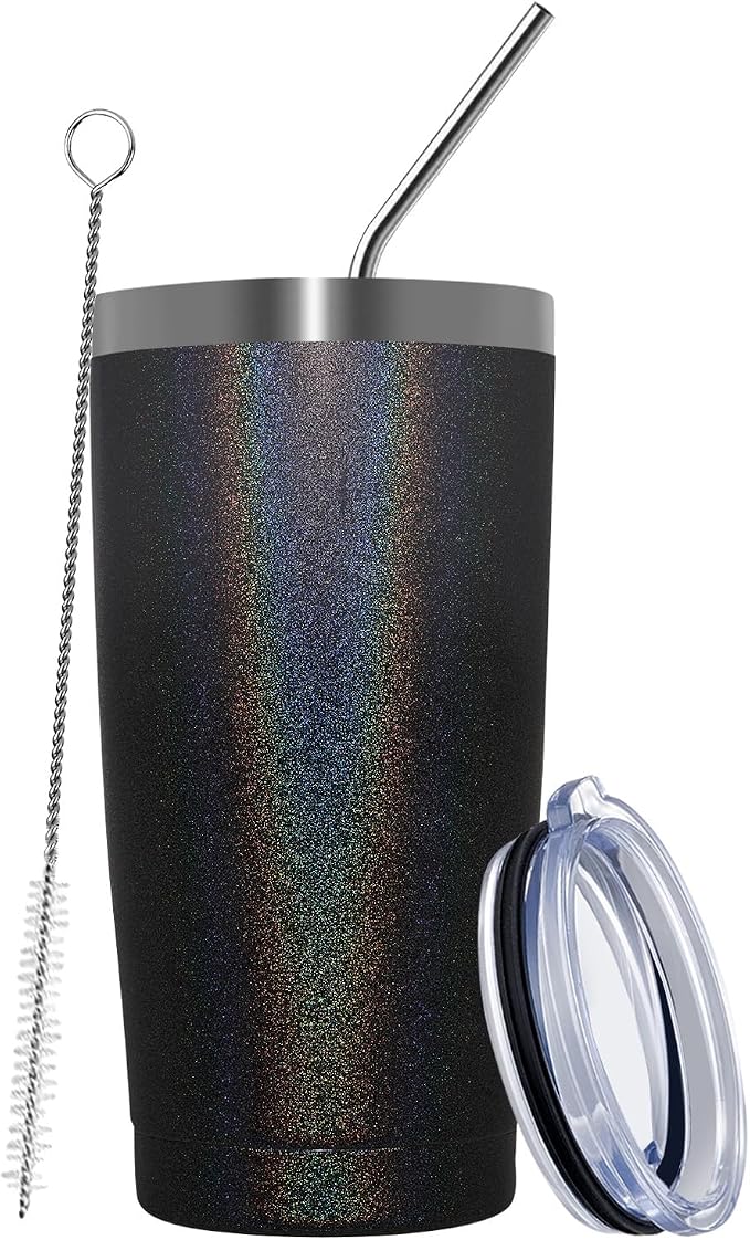 MEWAY 20oz Tumbler Double Wall Vacuum Insulated Travel Glitter Mug, Stainless by MEWAY
