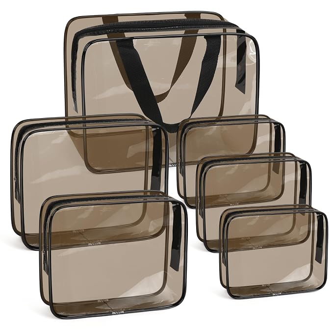 APREUTY Clear Makeup Bags, TSA Approved 6 Pcs Cosmetic Makeup Bags Set Clear PVC by WelcometoAPREUTY