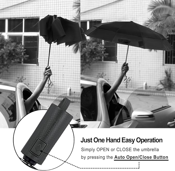 LANBRELLA Compact Reverse Folding Umbrella Auto Windproof Travel Umbrella - Image 5