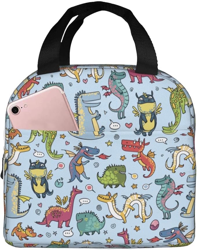 Cute Dragon Lunch Box Animal Lunch Bag Insulated Reusable Lunch Tote Bag Cooler by DMPROD