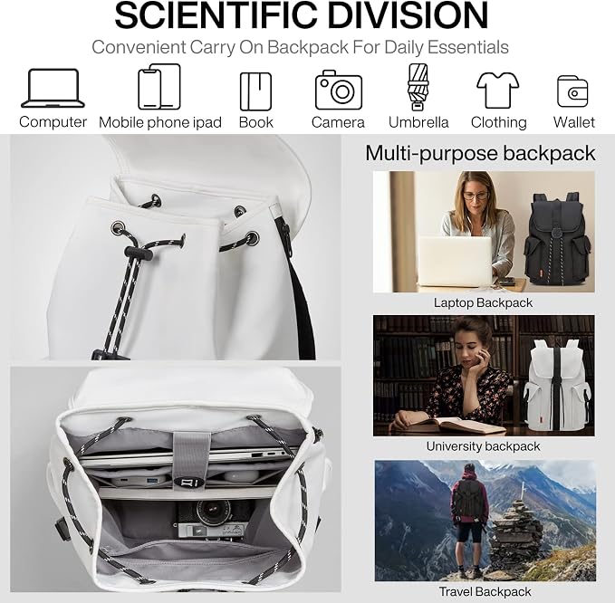 mixi Travel Laptop Backpack for Women & Men Carry On Backpack fits 16'' Laptop - Image 2