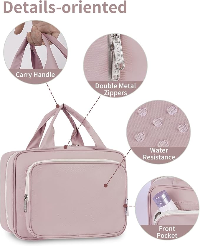 Travel Toiletry Bag for Women Large Hanging Makeup Bag Organizer Toiletries Bag - Image 8