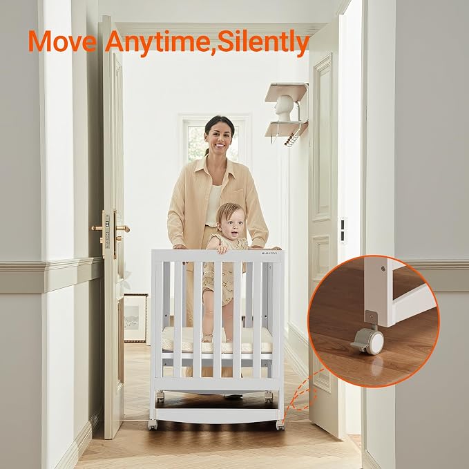 EvoNest Baby Crib, 6 in 1 Convertible Mini Crib - Image 8