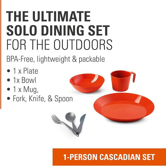 GSI Outdoors Cascadian 1 Person Table Set I 6-Piece Camping, Backpacking Mess - Image 2