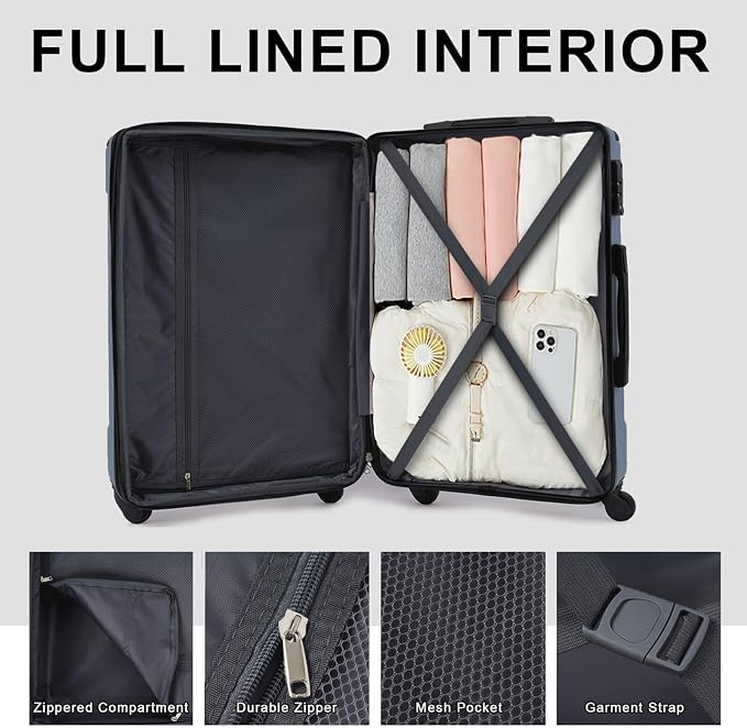 Merax Luggage Set 6 Piece Expandable Lightweight ABS Hardshell Travel Suitcases - Image 7