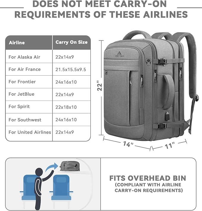 60L Travel Laptop Backpack for Men, Extra Large Backpack, Big Capacity Carry On - Image 3