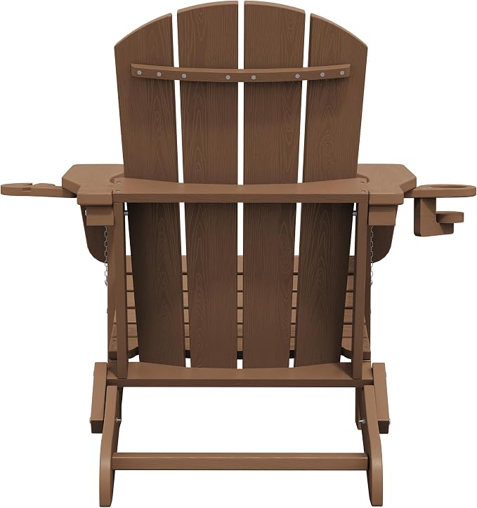 SERWALL Folding Adirondack Chair, Dual Cup Holders & All-Weather HDPE, - Image 6