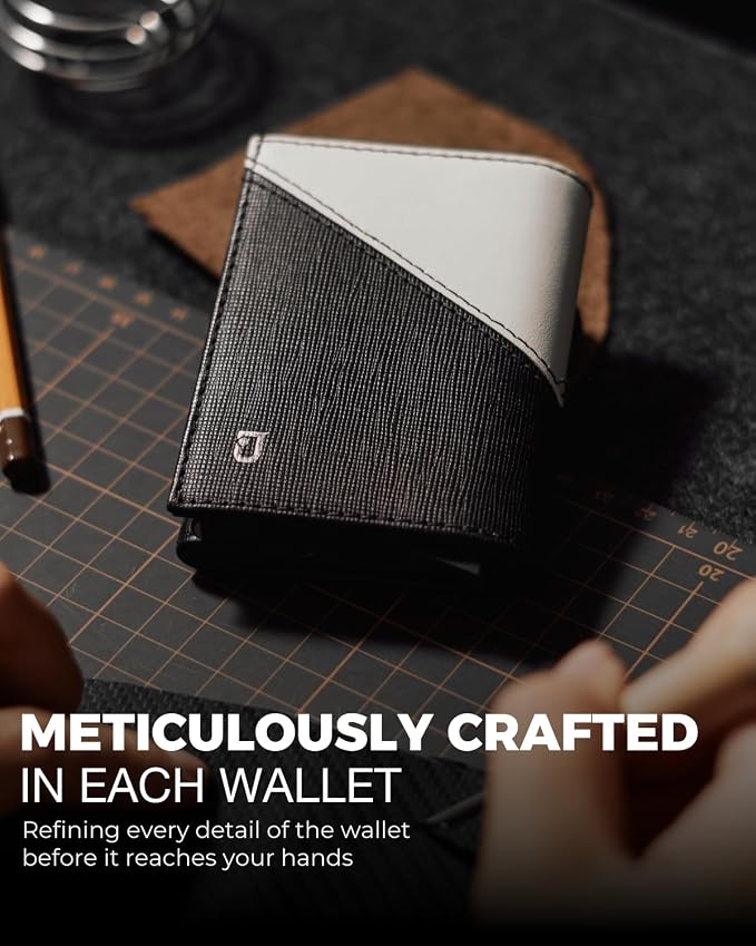 Jenoss Smart Wallet For Men: Full Grain Leather, Handcrafted, Slide Metal Pop - Image 4