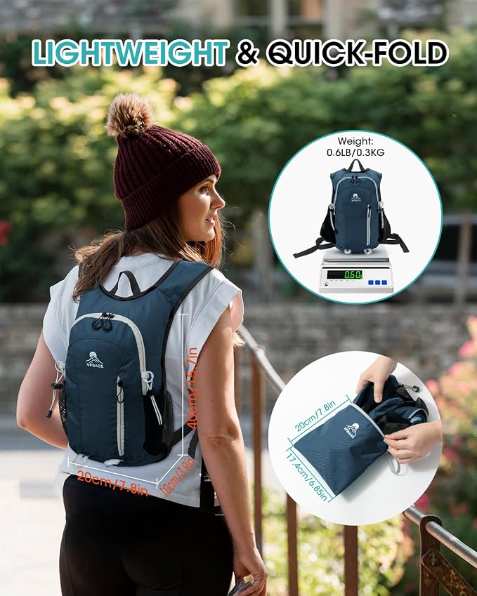 Small Hiking Backpack with Front Phone Holder, Packable Back pack with Chest - Image 4