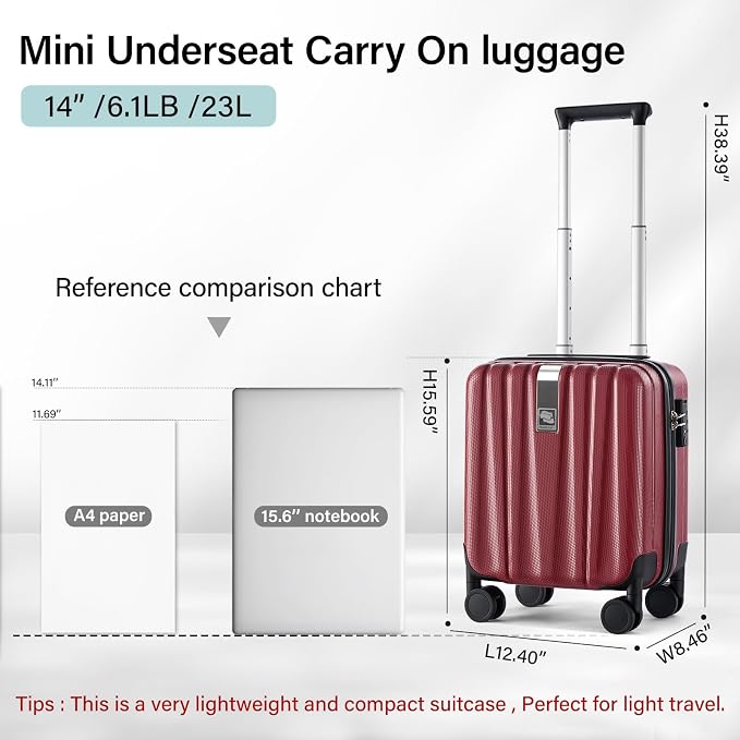 Hanke 14 Inch Underseat Carry On Luggage - Image 3