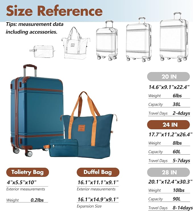 Merax Suitcase Set 24 inches Expandable Luggage - Image 2