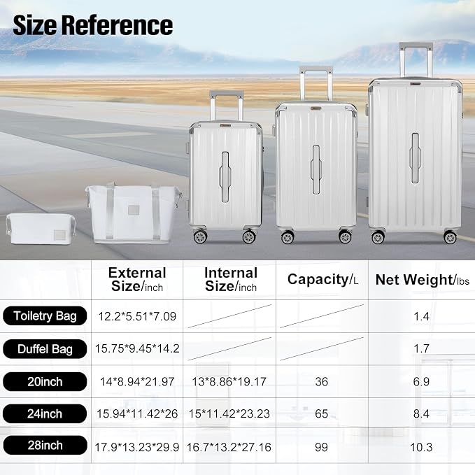 Romswi Suitcase Set with TSA Lock Cup Holder, Hardside Spinner Suitcase with - Image 9