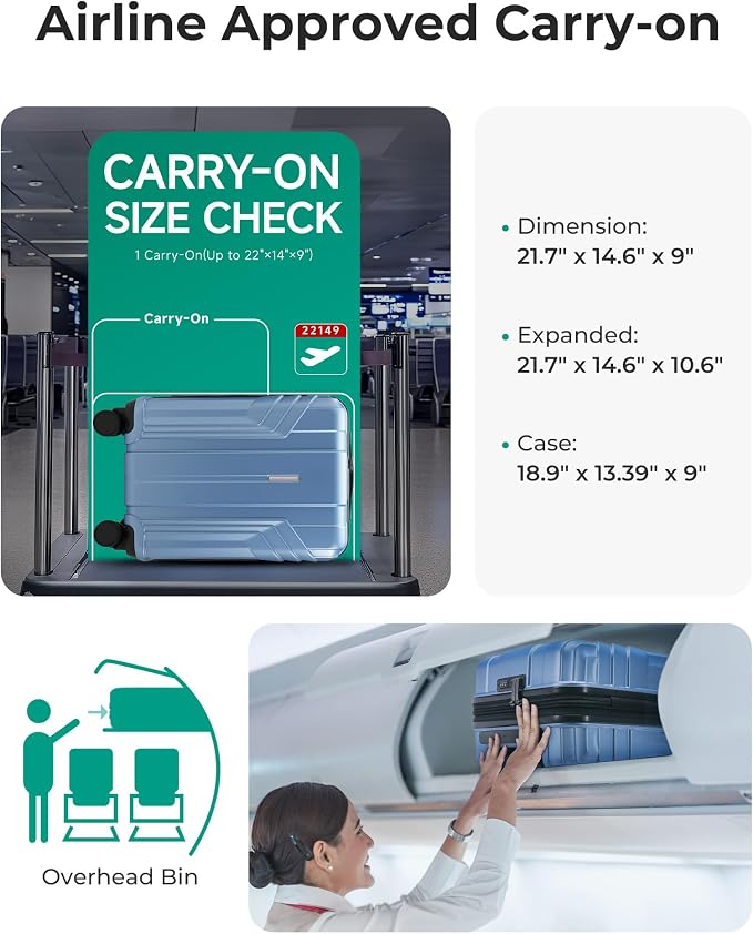 BAGSMART Expandable Carry On Luggage 22x14x9 Airline Approved, 1OO% PC - Image 5