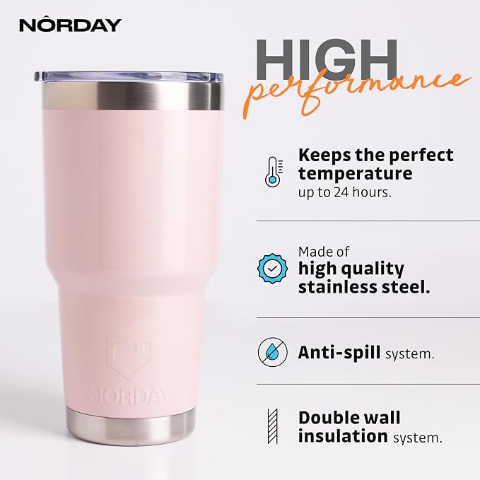 NORDAY | Tumbler with Lid - 30oz - Blush Glitter Insulated Tumbler - Stainless - Image 2