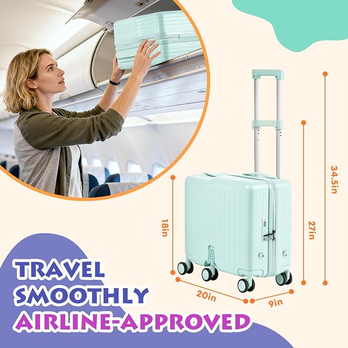 Kids Ride-On Luggage, Foldable Pedal, Hidden Cup Holder & Combination Lock - Image 7