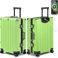 Krute Checked Aluminum Frame Suitcase 24 Inch Zipperless Luggages Hardside PC by Krute