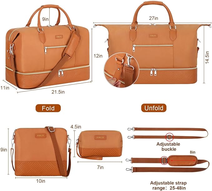 Weekender Bag for Women, Travel Duffel Bag Carry On Overnight Bag - Image 6