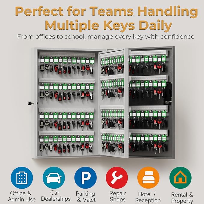 192 Key Cabinet Organizer, Metal Key Lock Box Wall Mount use OTP Technology - Image 6