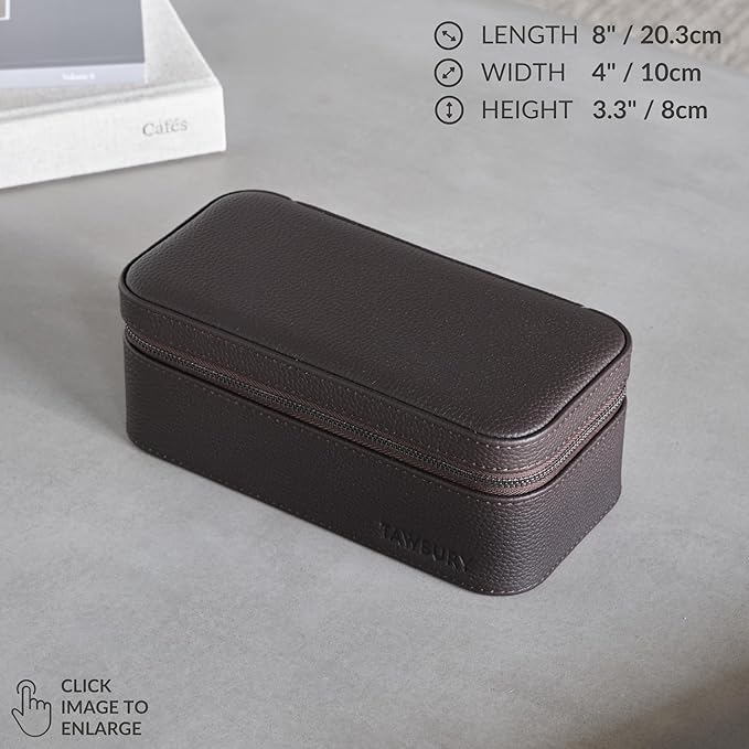 TAWBURY 3 Watch Case Top-Grain Genuine Leather Travel Case Roll - Image 3
