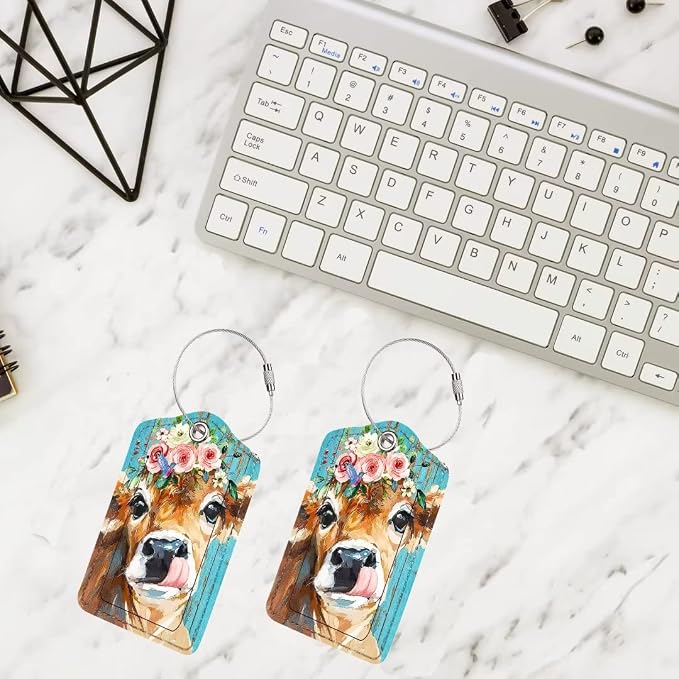 2 Pack Luggage Tag for Suitcase, Cute Unique Leather Bag Tags Identifiers - Image 5