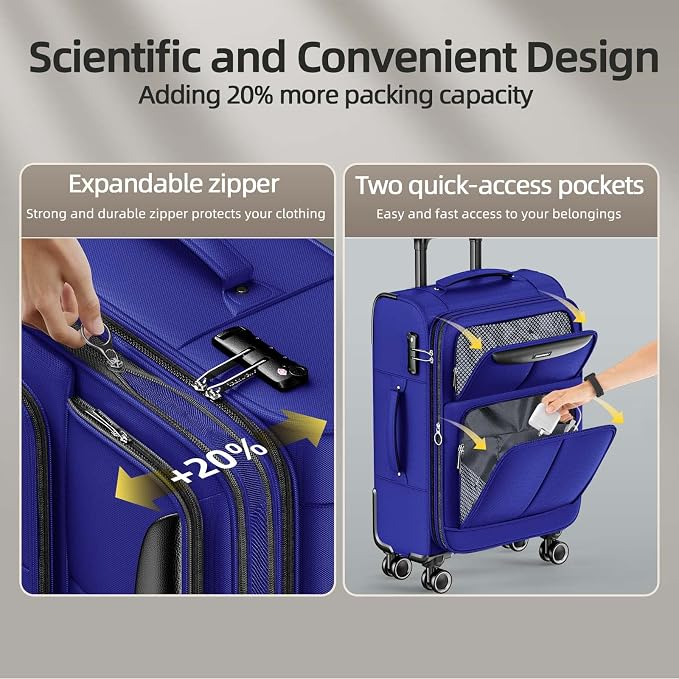 SHOWKOO Luggage Sets 3 Piece Softside Expandable Lightweight Durable Suitcase - Image 5