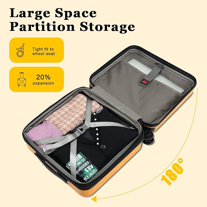 16 Inch Carry On Luggage Airline Approved, Expandable Lightweight ABS+PC Hard - Image 3