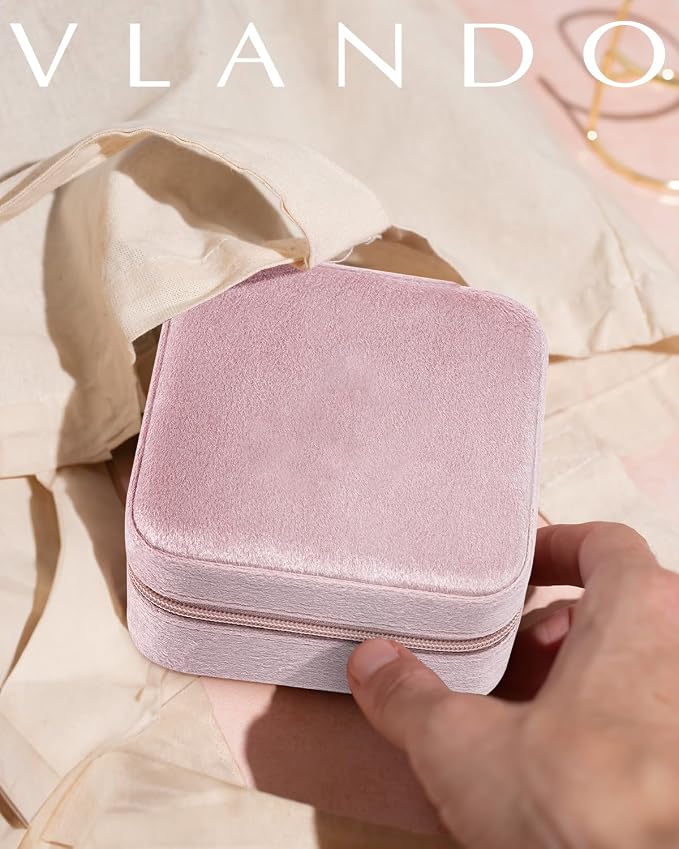 Vlando Velvet Travel Jewelry Case, Jewelry Travel Box - Image 6