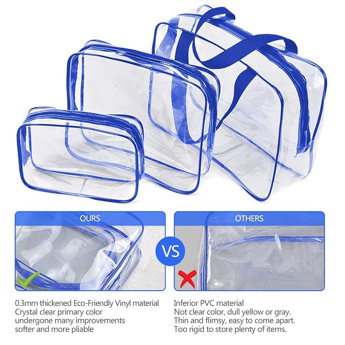 6Pcs Crystal Clear PVC Travel Toiletry Bag Kit - Image 5