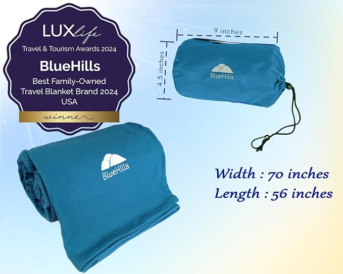 BlueHills Ultra Compact Travel Blanket in Portable Case Premium Soft Large - Image 3