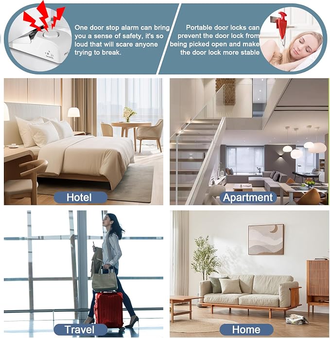 Fuers Portable Door Lock & Door Stop Alarm, Dual Protection Home Security Door - Image 6
